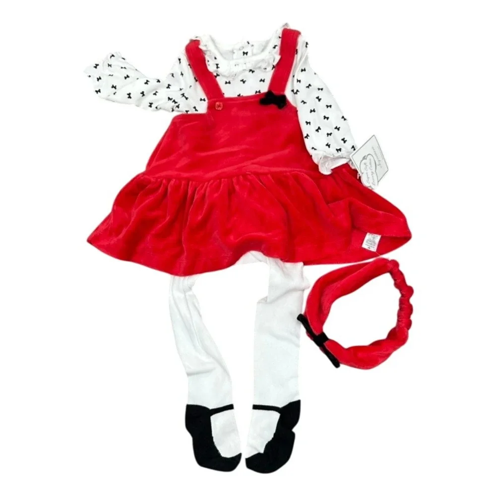 Little Me‎ Festive Roses 6M Red Dress Outfit Set 2PC + Headband - Picture 2 of 9